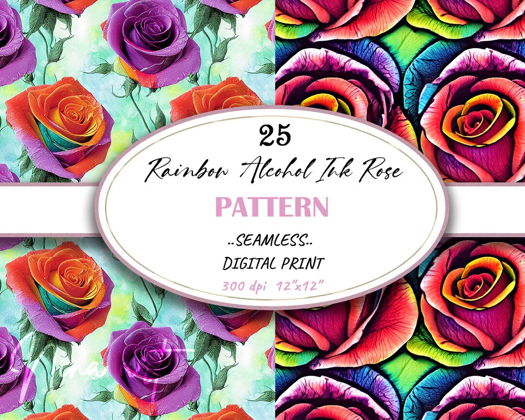 Roses Patterns Ink Alcohol Ink Roses Seamless Pattern, Shabby Chic Scrapbooking (digital ...