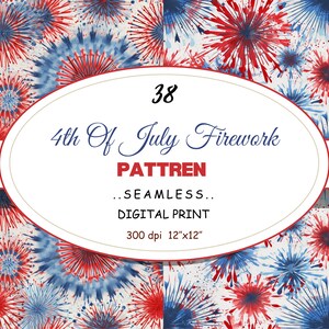 4 de julio fuegos artificiales papel digital sin costuras, patrón digital de fuegos artificiales azules y rojos, patrón de fuegos artificiales repetidos abstractos, uso comercial