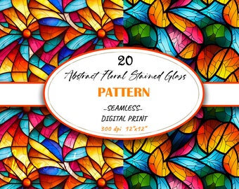 Stained Glass Floral Digital Paper, Abstract Seamless Pattern (digital ...