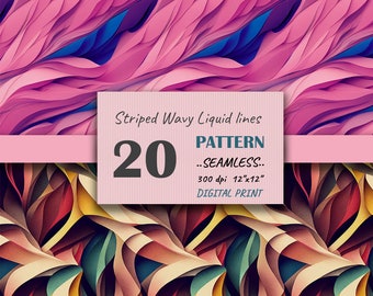 Abstract Liquid Waves Digital Paper, Seamless Pattern (Digital Download)