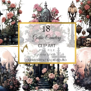 Clipart del cimitero di Halloween, PNG del cimitero spettrale, Immagini del cimitero spaventoso, Clipart di Halloween, Illustrazione della lapide infestata, Uso commerciale
