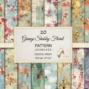 Vintage Shabby Chic Floral Digital Paper, Shabby Chic Flowers paper pack, vintage floral journal and scrapbooking pages, Shabby Chic Grunge