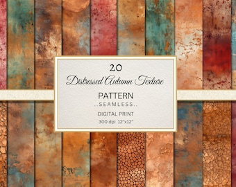 Distressed Autumn Textures, Grunge Texture Digital Scrapbook Paper Pack, Fall Colors, Autumn Papers, Grungy Texture Paper Pack Backgrounds