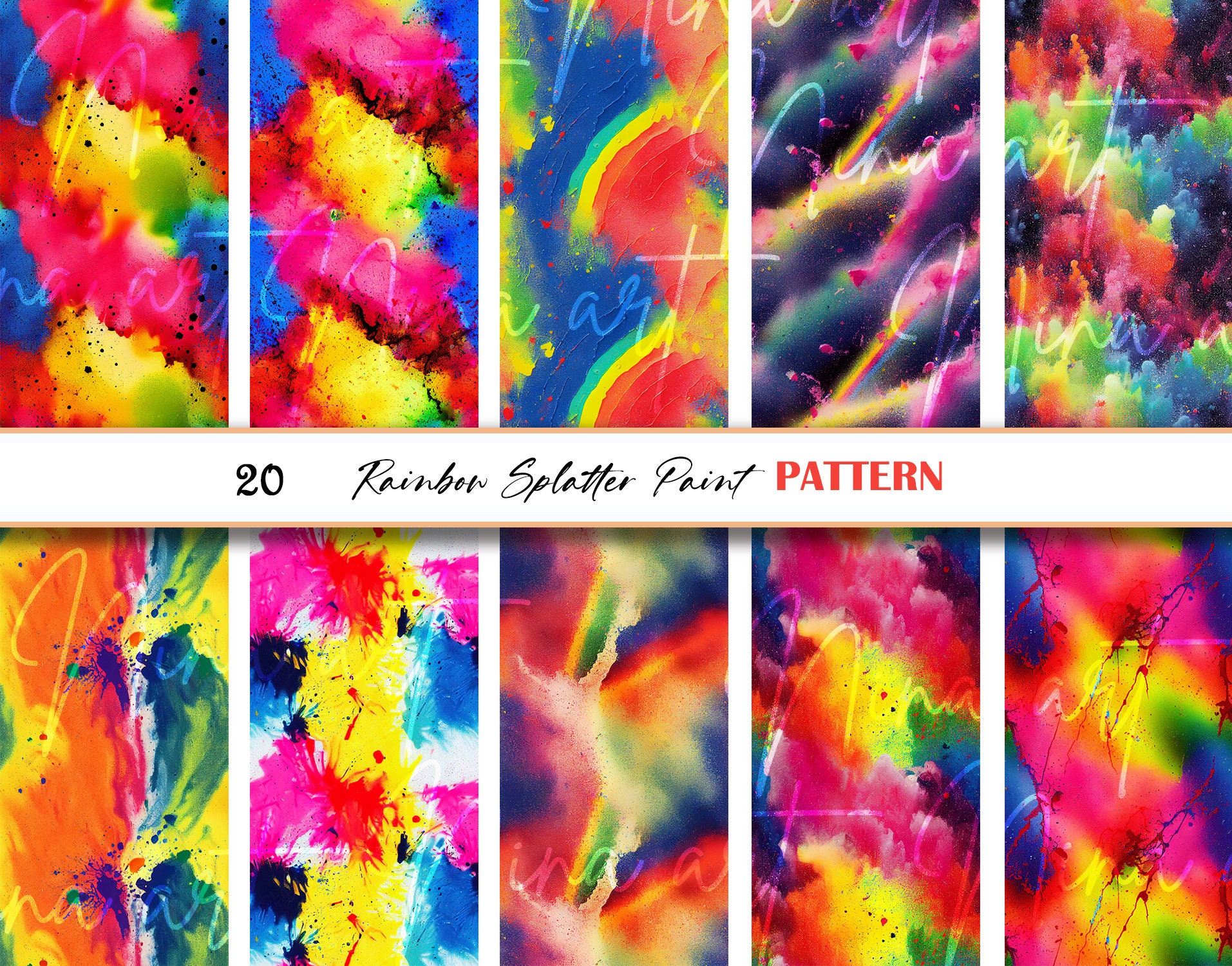 Rainbow Splatter Paint Seamless Digital Paper Abstract - Etsy