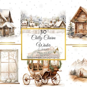Acuarela Navidad Clipart Casas de invierno Acogedor Clipart invierno clipart clipart navidad acuarela Chimenea, Beige Clipart acuarela