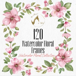 Cornice floreale rosa PNG, Clipart fiori acquerello, Cerchio fiori primaverili PNG, Cornici rettangolari, Cornici pastello PNG, Cornici quadrate floreali