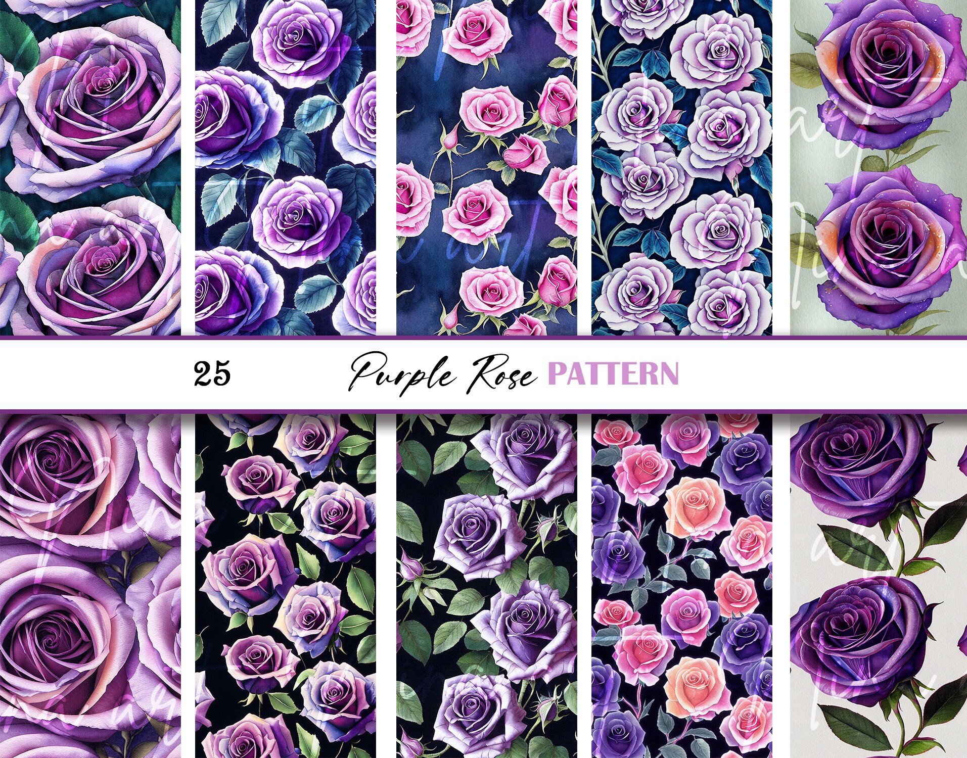 Pastel Purple Roses Pattern Purple Rose Seamless Pattern, Floral Digital Paper (digital Download ...