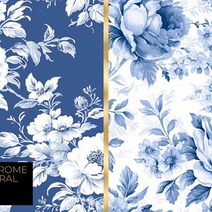 Blue Floral Digital Paper, Seamless Mediterranean Pattern (JPG) - Etsy