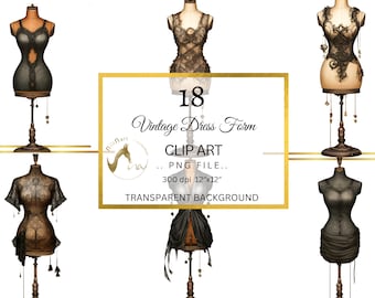 Vintage Dress Forms Clipart, Victorian Mannequins, Commercial Use (Digital Download)