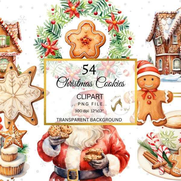 Clipart de biscuits de Noël, Clip art ensemble de pain d'épice, biscuits de Noël PNG, maison de pain d'épice Clipart, biscuits de pain d'épice de Noël PNG