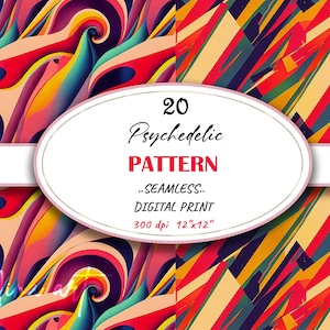 Seamless Abstract Psychedelic Retro Digital Pattern, Scrapbook Paper, Background, DIY Craft, Retro Pattern, Colorful Texture, Commercial Use