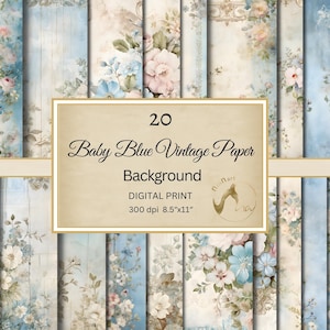 Bebê azul papel digital marfim flor scrapbook papel antigo fundo floral imprimível diy padrões florais marfim cartões de casamento papel efêmera