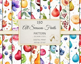 Fruits Seamless Pattern, All Seasons Design, Scrapbook Paper (Digital Download)