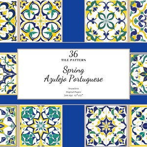 Tuiles sans couture portugaises azulejo, tuiles vertes jaunes bleues, conceptions florales de sublimation de mosaïque, autocollants de mur espagnols de majolique Utilisation commerciale