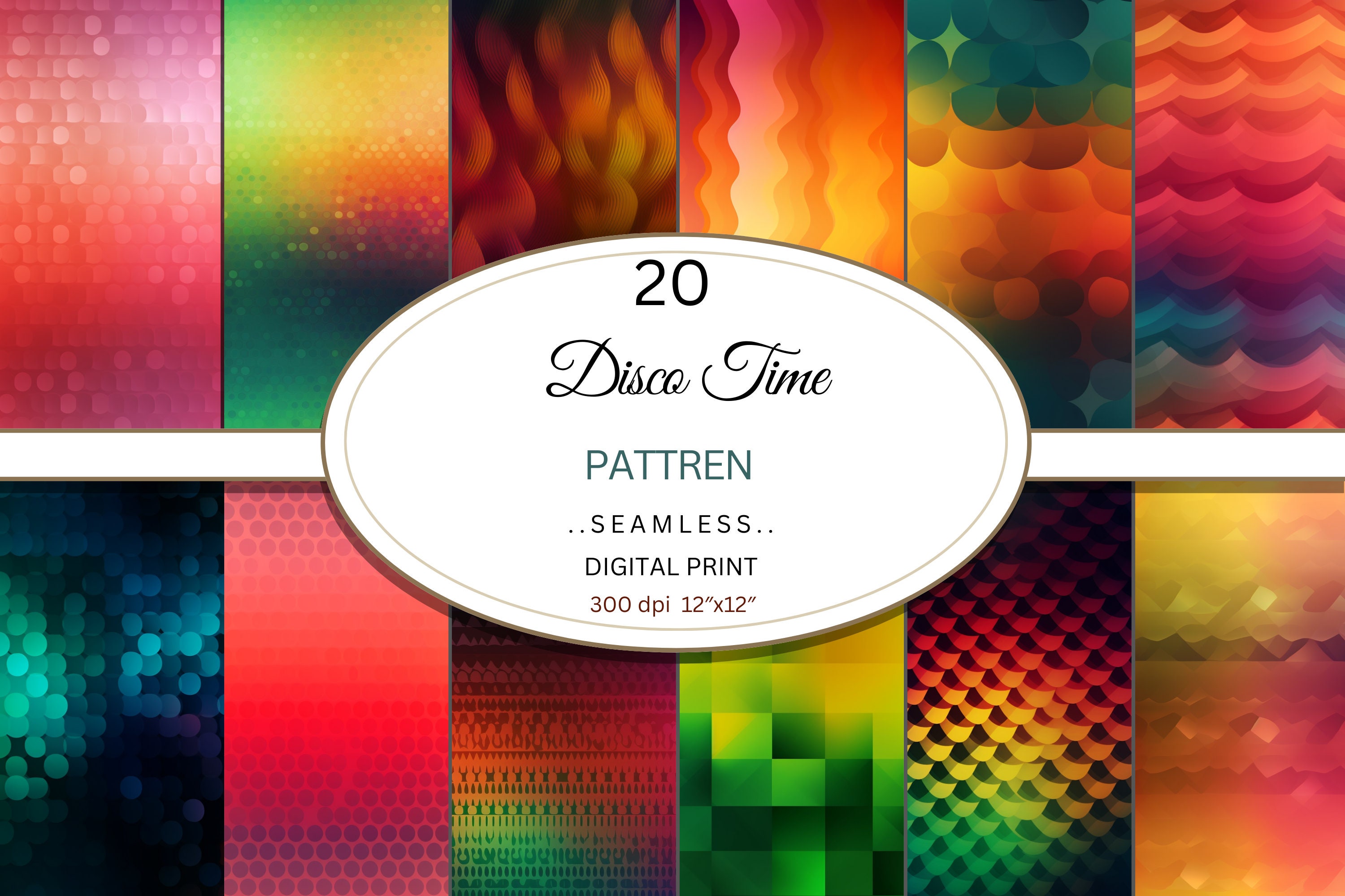 Holographic Seamless Digital Paper, Vibrant Holographic background, Warm and Colorful Colors, Rainbow Holographic Pattern, Commercial Use