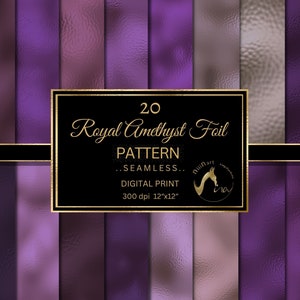 Purple foil digital paper, seamless purple foil textures, shimmer printable wedding backgrounds, digital glam purple metallic foil