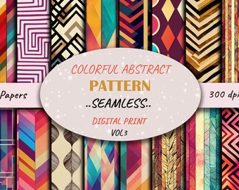 Exotic Fun Digital Patterns, Patterns, Digital Papers, Seamless Digital Patterns, Geometric Digital Paper, Commercial use, warm colors, vol3