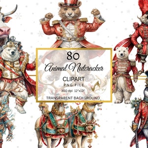 Clipart de quebra-nozes de animais em aquarela, animais de Natal em aquarela, quebra-nozes de Natal PNG, gráfico de conto de fadas png, clipart em aquarela