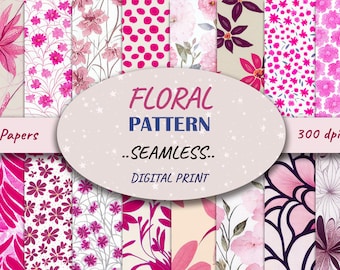 Floral Seamless Pattern, Spring Flowers Digital Paper (JPG, 12x12)
