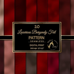 Carta digitale in lamina bordeaux, texture in lamina rossa senza cuciture, sfondo nuziale stampabile brillante, lamina metallica rossa glam digitale, uso commerciale