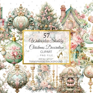 Aquarell Weihnachtscliparts - Weihnachtsdekor PNG - Aquarell Weihnachten PNG - Weihnachtscliparts für Karten - Weihnachtsdekor PNG
