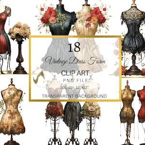 Vintage Dress Forms, Vintage Mannequins, DIGITAL Victorian Roses Dress Form Digital Collage Sheet Download, Digital Paper, Commercial Use