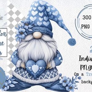 Watercolor Valentines Gnomes Clipart, 20 PNG Festive Gnomes Clipart, Valentines Day Clipart, Gnomes PNG, Fantasy Clipart, Commercial Use