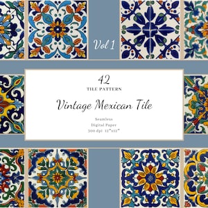 Vintage Mexicaanse Talavera tegels, Mexicaanse tegels digitale download, kleurrijke tegels, bloemen vintage tegels, vuile tegels, commerciële licentie