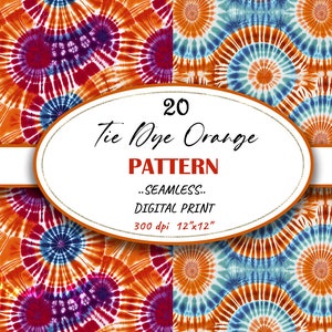20 Orange theme Tie Dye Digital Paper, Tie Dye Pattern Digital Download, Digital Background, Fabric Print, Unique Paper, Commercial Use