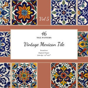Spanische Talavera-Fliesen, digitales Papier, mexikanische Fliesen, digitaler Download, bunte Fliesen, florale Vintage-Fliesen, schmutzige Fliesen, kommerzielle Lizenz