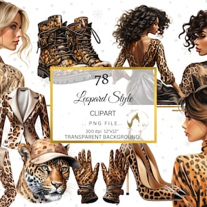 Glam Leopard Print Clipart, Leopard Print Fashion PNG, Sublimation, Leopard Print PNG, Diva Clipart, Diva PNG, Glam Clipart, Cheetah Print