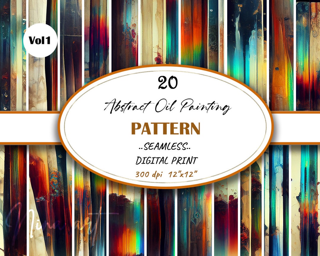 Seamless Abstract Oil Painting Vivid Earth Tone Digital Patterns, Rusty
