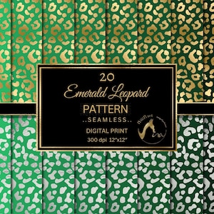 Carta digitale con stampa leopardata glamour smeraldo, sfondi con motivo pelle di ghepardo senza cuciture con carta lamina d'oro e argento, uso commerciale