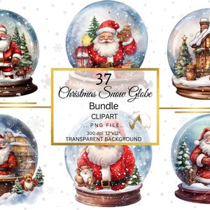 Christmas Snow Globe Clipart, Watercolor Christmas Clipart, Christmas Decoration Clipart, Christmas Junk Journal, Holiday Digital Planner