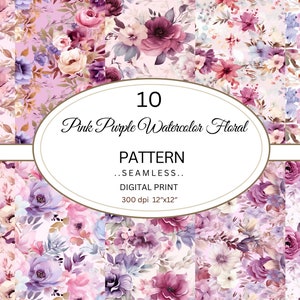 Watercolor Floral Seamless Pattern, Repeat Digital Paper, Romantic floral printable design, Floral texture, Fabric Print, Commercial use
