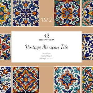 Tuiles de Talavera mexicaines vintage, Téléchargement numérique de tuiles mexicaines, Tuiles colorées, Tuiles vintage florales, Tuiles sales, Licence commerciale