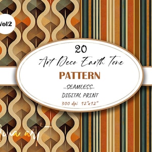 Art Deco nahtlose Erde Ton digitales Papier, Wallpaper Hintergrund, digitales Muster, wiederholbare Fliese, Junk-Journal Scrapbooking Kommerzielle Nutzung