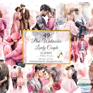 Acuarela San Valentín Pareja Clipart Pareja romántica Clipart San Valentín Pareja PNG Diseño Pareja personalizada Ilustración Tarjeta de San Valentín Novio