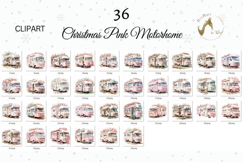 Pink Rv Drawing Floral RV Clipart Bundle, Pink Motorhome, Watercolor Illustrations ...