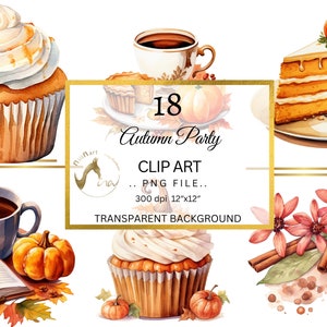 Jesienna impreza clipart, dyniowy placek clipart, dyniowy tort png, pakiet clipartów żywności, clipart ciasta, akwarelowy tort, jesienny clipart, papierowe rzemiosło