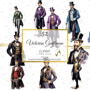 Aquarell viktorianischen GentleMen Clipart, Vintage Männer PNG Bundle, viktorianische Ära Clip Art PNG, viktorianische Männer Mode Clip Art PNG Bundle Set