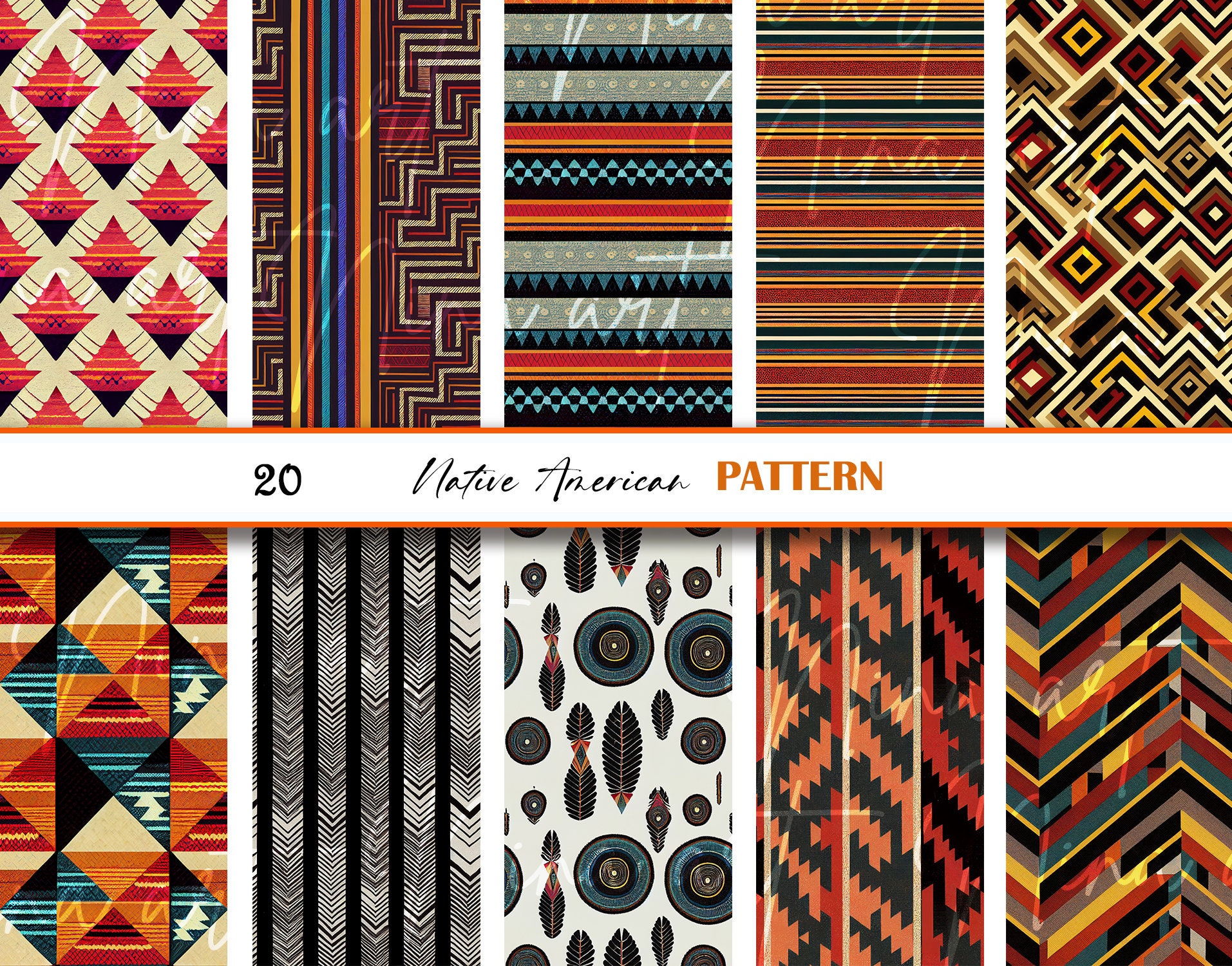 Native American Digital Paper, Seamless Abstract Pattern (JPG, 12x12in ...