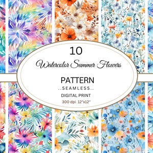Patrón floral sin costuras Watecolor, Papel digital de flores, Patrón sin costuras de flores, Papel digital floral, Álbum de recortes, Licencia comercial
