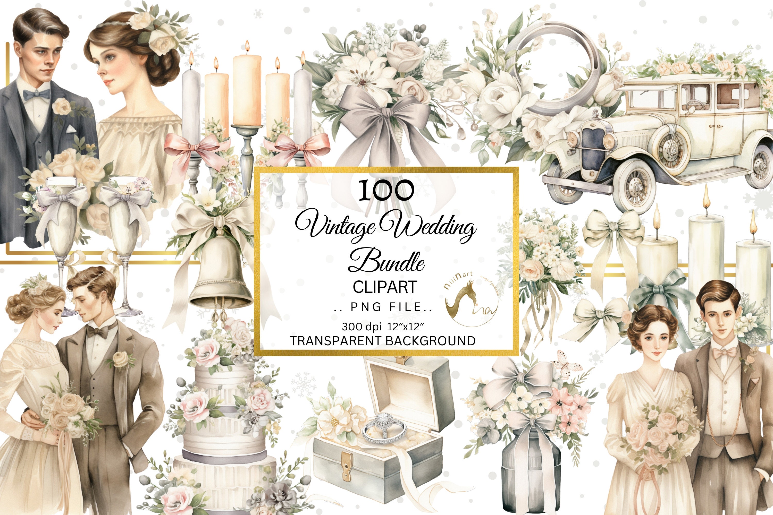 100 Watercolour Wedding Clipart, Wedding Timeline PNG, Wedding Elements Icons, Junk Journal, Digital Craft, Commercial Use Clipart