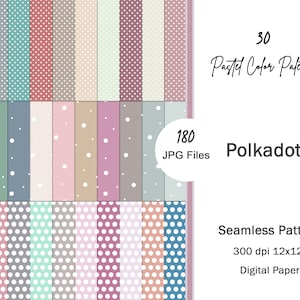 Mini Tupfen Digitales Papier, Große Tupfen Muster, Pastellfarben, Weiß, Punkte Muster, Digitaler Hintergrund, Kommerzielle Nutzung