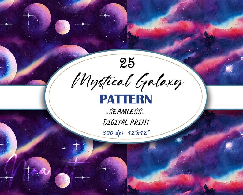 Watercolor Galaxy Digital Paper, Seamless Starry Night Pattern (JPG) - Etsy