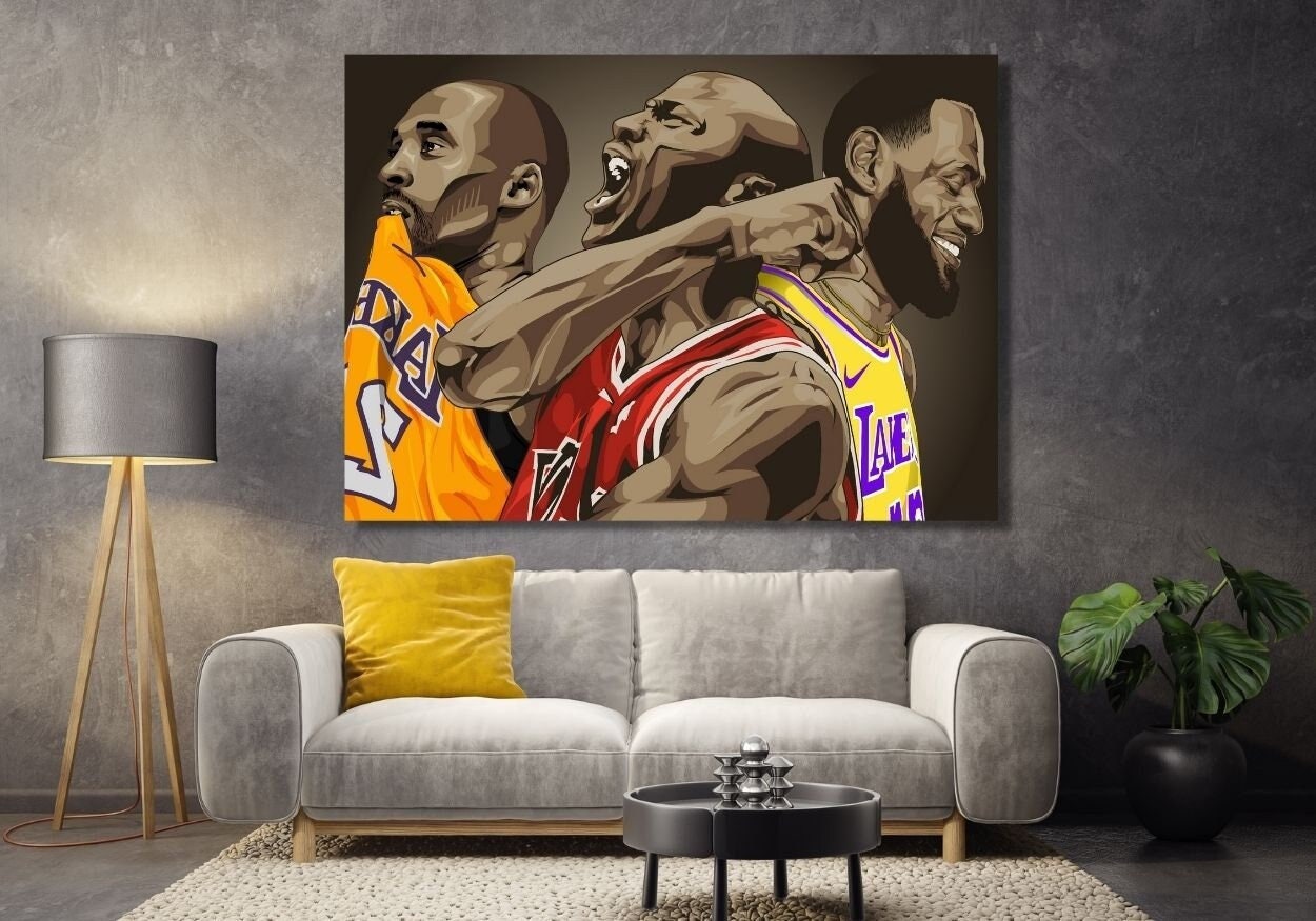 Print Wall Art Michael Jordan Kobe Bryant Lebron James New NBA Painting for  Living Room Home Decor Oil Painting On Canvas/60x80cm-No Frame