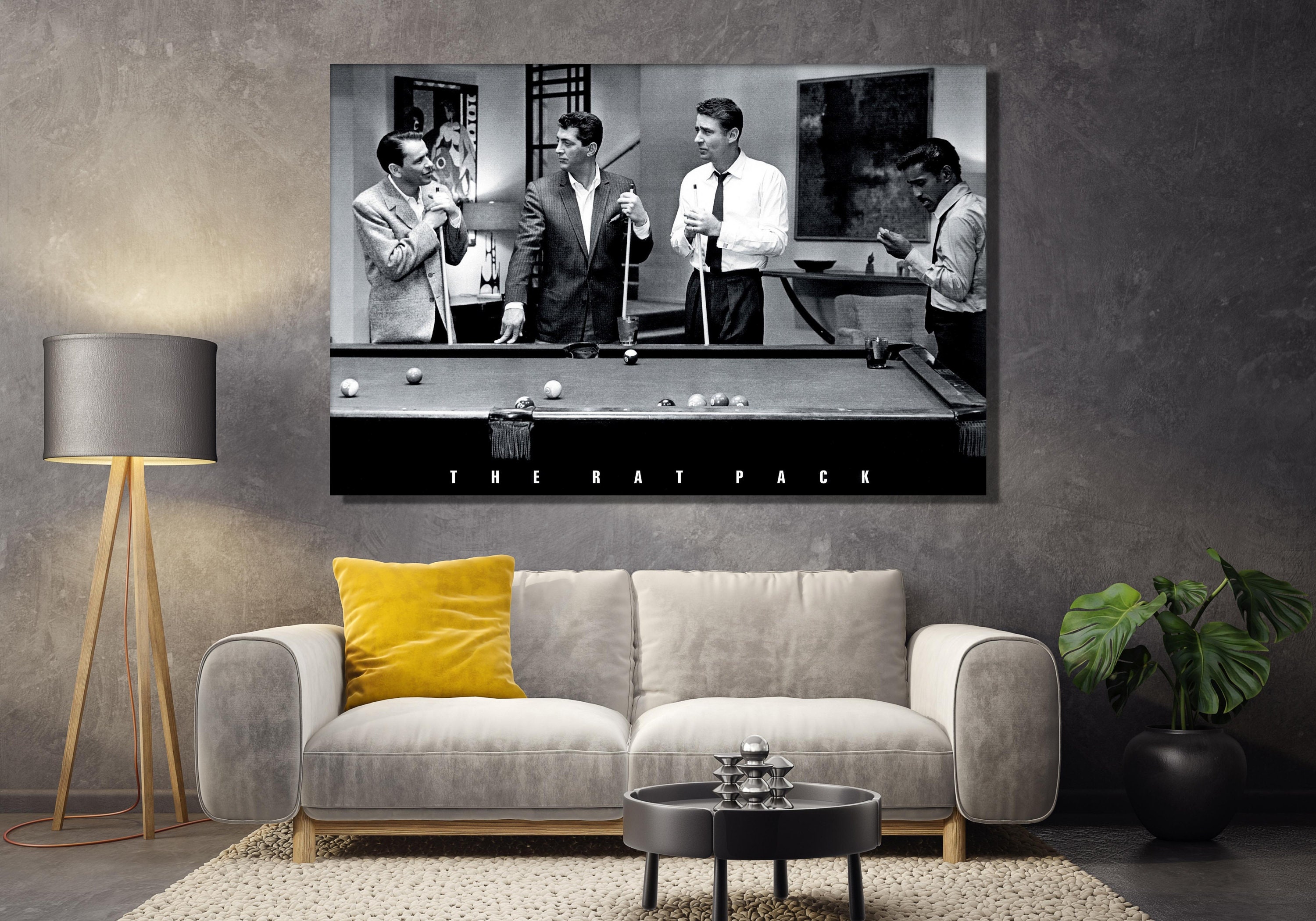 The Rat Pack Canvas Playing Pool Wall Art Frank Sinatra Dean Etsy UK