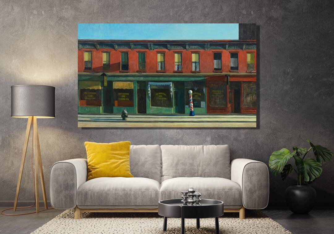 Edward Hopper Early Sunday Morning Canvas Wall Art,poster Reproduction, Abstract Wall Art Print