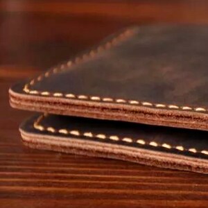 Cartera de cuero genuino para hombre hecha a mano